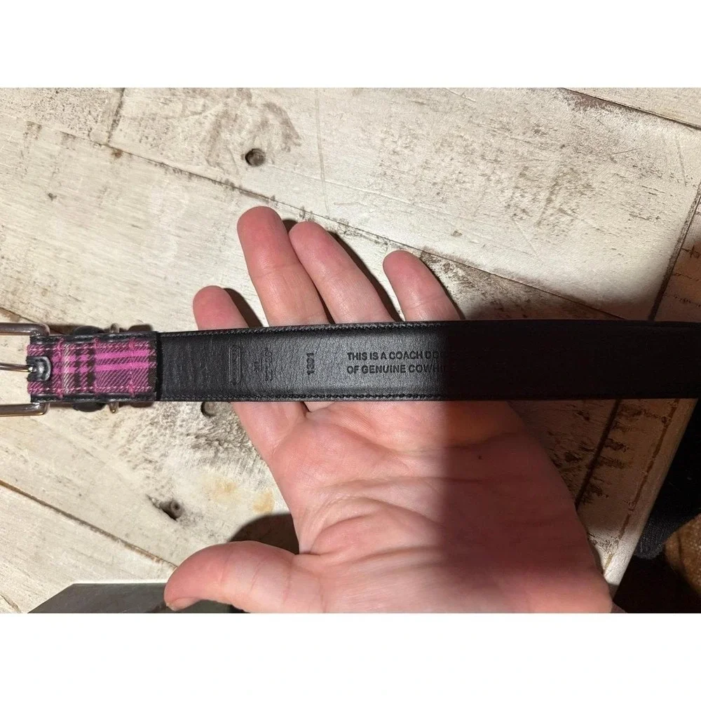 Y2K Coach tartan plaid leather dog collar